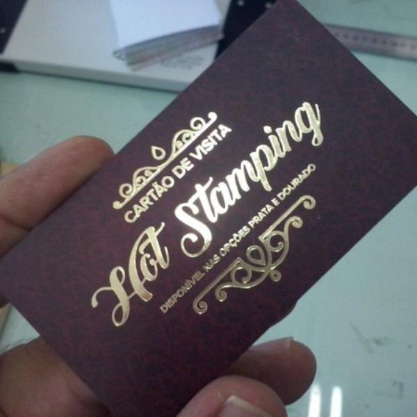 CARTÕES DE VISITA HOT STAMPING DOURADO 300g/m² 4×0 cores